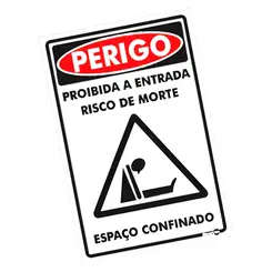 Placa perigo espaço confinado Risco de Morte - Encartale