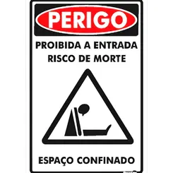 Placa perigo espaço confinado Risco de Morte - Encartale