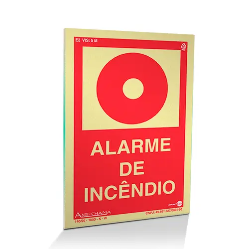 Placa Fotoluminescente E2 Alarme de Incendio - Encartale