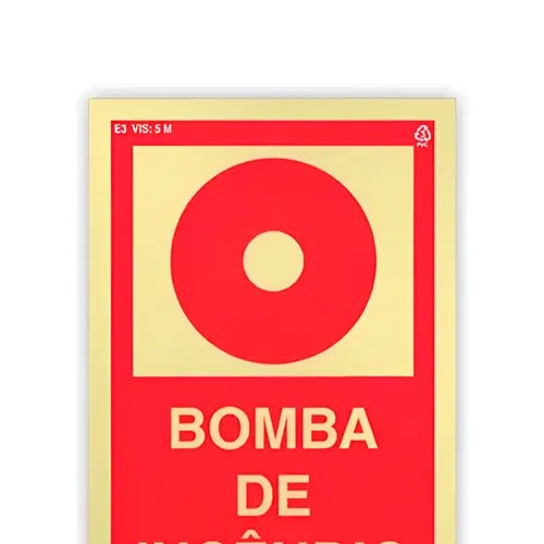 Placa Fotoluminescente E3 Bomba de Incendio - Encartale