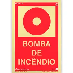 Placa Fotoluminescente E3 Bomba de Incendio - Encartale