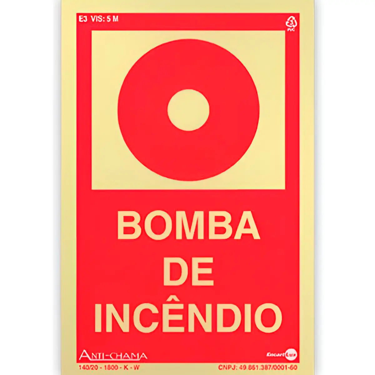 Placa Fotoluminescente E3 Bomba de Incendio - Encartale