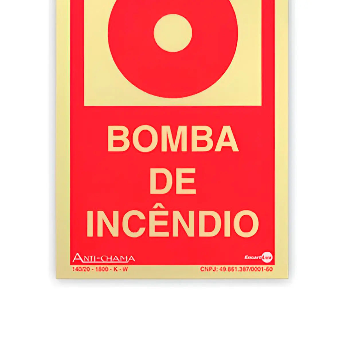 Placa Fotoluminescente E3 Bomba de Incendio - Encartale