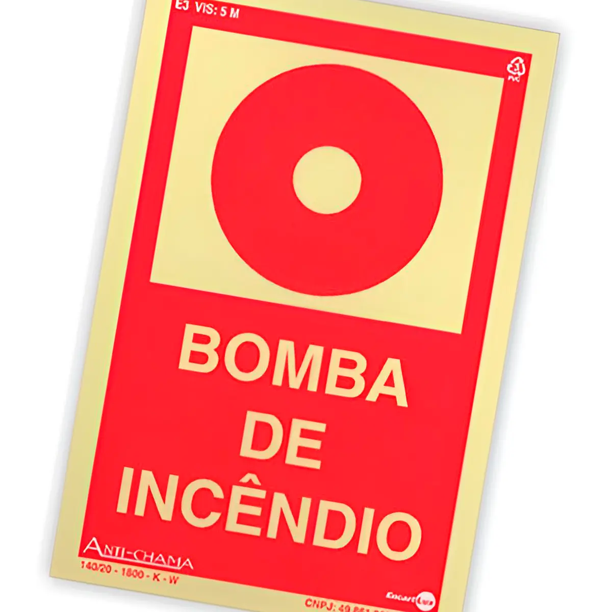 Placa Fotoluminescente E3 Bomba de Incendio - Encartale