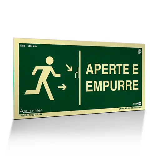 Placa Fotoluminescente Aperte e Empurre - Encartale