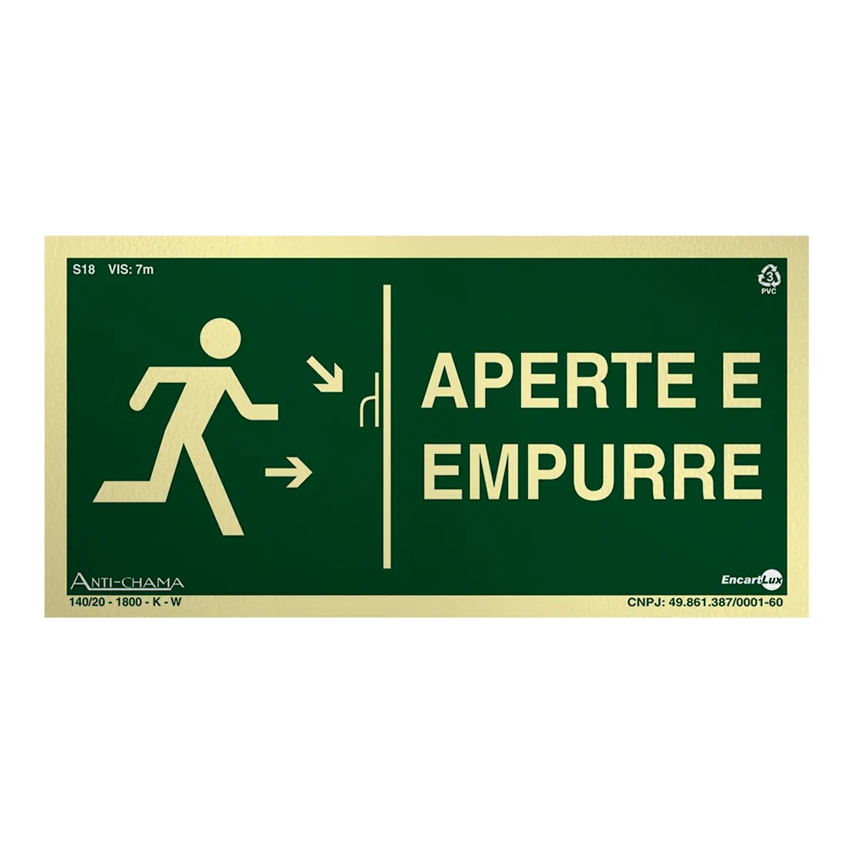 Placa Fotoluminescente Aperte e Empurre - Encartale