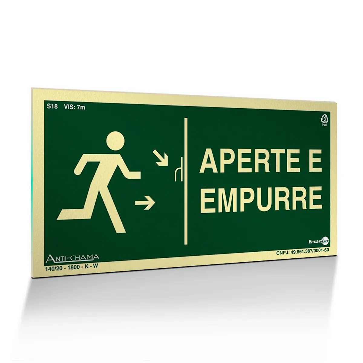 Placa Fotoluminescente Aperte e Empurre - Encartale