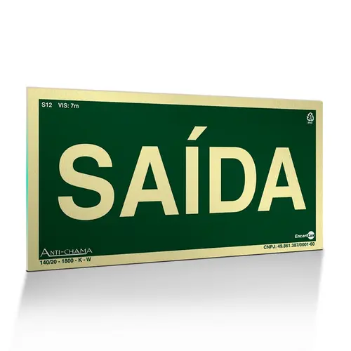 Placa Fotoluminescente S12 Saída de Emergência - EncarTale