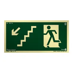 Placa Fotoluminescente S11 Escada de Emergência à Direita Acima com Pictograma - Encartale