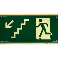 Placa Fotoluminescente S11 Escada de Emergência à Direita Acima com Pictograma - Encartale