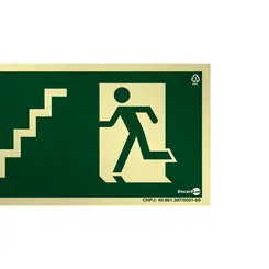 Placa Fotoluminescente S11 Escada de Emergência à Direita Acima com Pictograma - Encartale