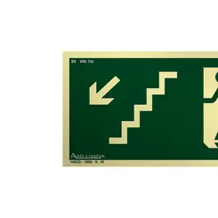 Placa Fotoluminescente S11 Escada de Emergência à Direita Acima com Pictograma - Encartale