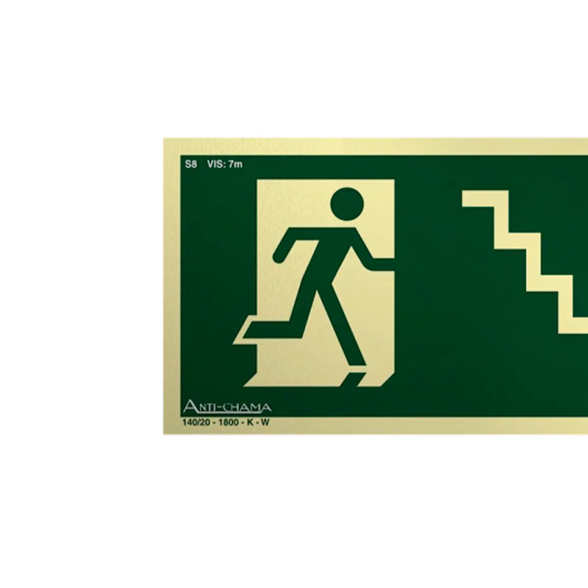Placa Fotoluminescente S8 Escada de Emergência à Direita Baixo com Pictograma - Encartale