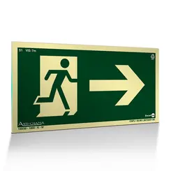 Placa Fotoluminescente S1 Saída de Emergência à Direita com Pictograma - Encartale