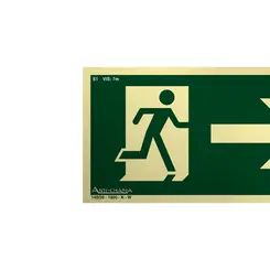 Placa Fotoluminescente S1 Saída de Emergência à Direita com Pictograma - Encartale