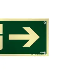 Placa Fotoluminescente S1 Saída de Emergência à Direita com Pictograma - Encartale