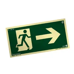 Placa Fotoluminescente S1 Saída de Emergência à Direita com Pictograma - Encartale