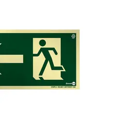 Placa Fotoluminescente S2 Saída de Emergência à Esquerda com Pictograma - Encartale