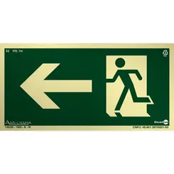 Placa Fotoluminescente S2 Saída de Emergência à Esquerda com Pictograma - Encartale