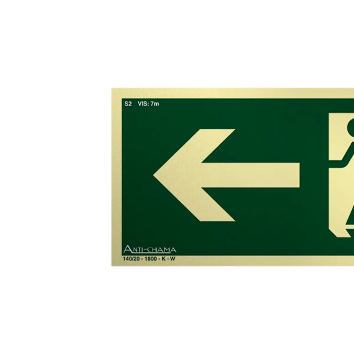Placa Fotoluminescente S2 Saída de Emergência à Esquerda com Pictograma - Encartale