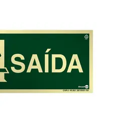 Placa Fotoluminescente S14-E Saída à Esquerda com Pictograma - Encartale