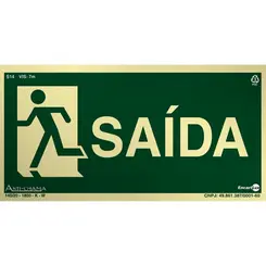 Placa Fotoluminescente S14-E Saída à Esquerda com Pictograma - Encartale