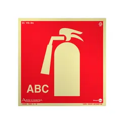 Placa Fotoluminescente Extintor de Incêndio ABC Geral - Encartale