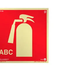 Placa Fotoluminescente Extintor de Incêndio ABC Geral - Encartale