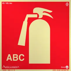 Placa Fotoluminescente Extintor de Incêndio ABC Geral - Encartale