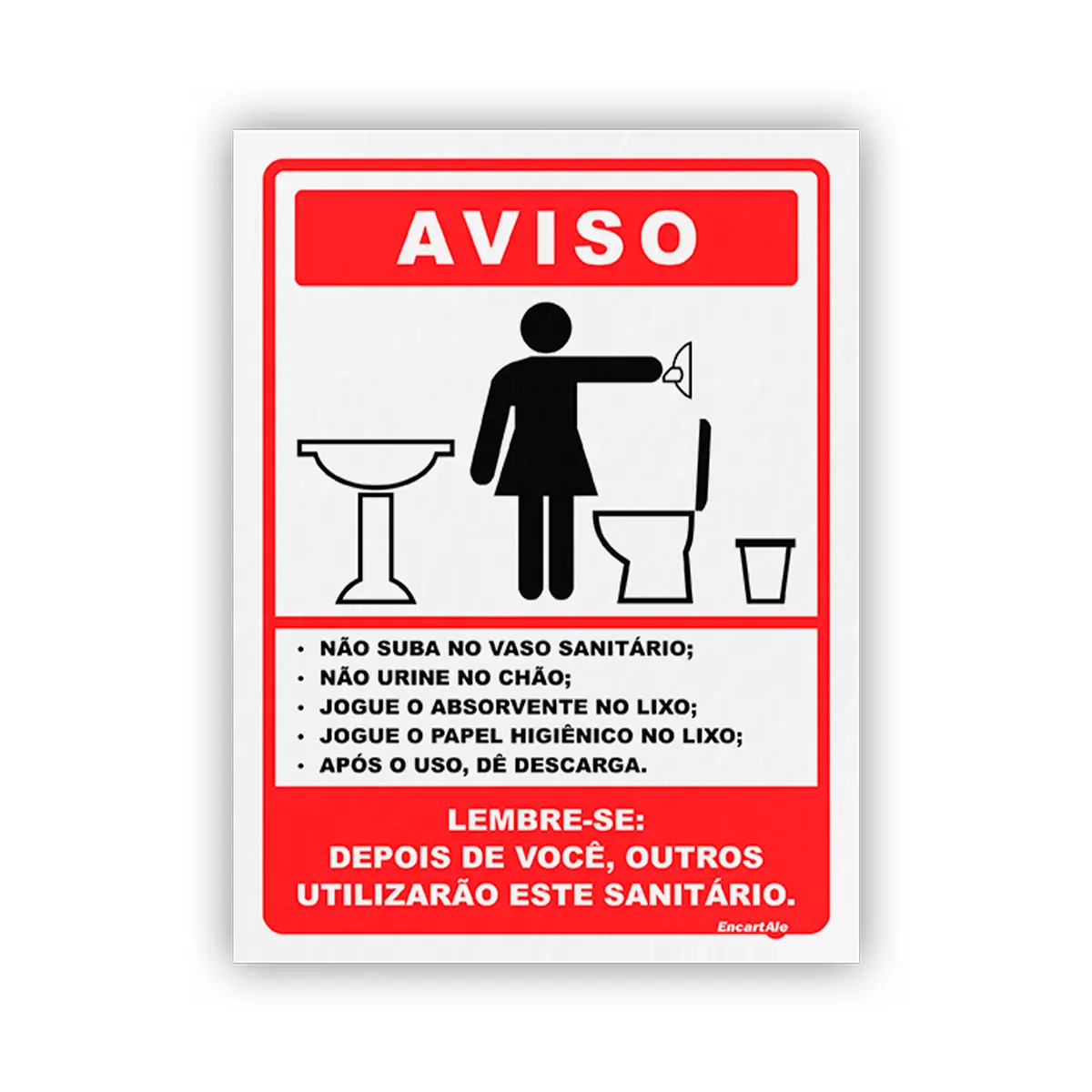 Placa Higiene Banheiro Feminino - Encartale