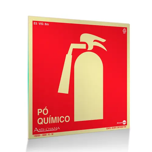 Placa Fotoluminescente - Extintor Pó Químico (PQS) c/ Pictograma - Encartale
