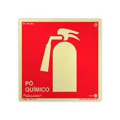 Placa Fotoluminescente - Extintor Pó Químico (PQS) c/ Pictograma - Encartale