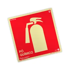 Placa Fotoluminescente - Extintor Pó Químico (PQS) c/ Pictograma - Encartale