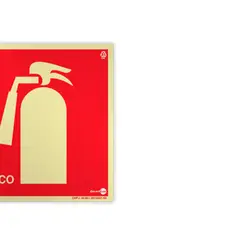 Placa Fotoluminescente - Extintor Pó Químico (PQS) c/ Pictograma - Encartale