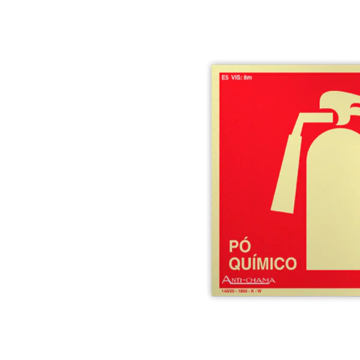 Placa Fotoluminescente - Extintor Pó Químico (PQS) c/ Pictograma - Encartale