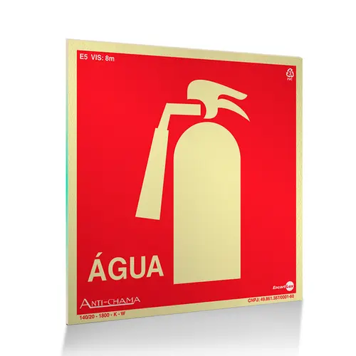 Placa Fotoluminescente - Extintor Água c/ Pictograma - Encartale