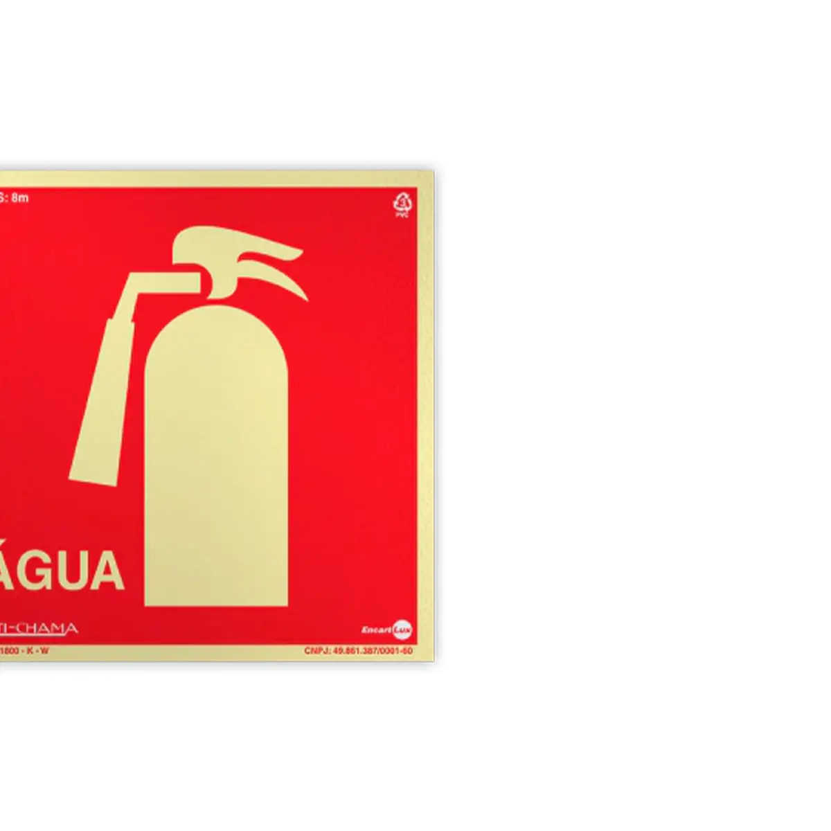 Placa Fotoluminescente - Extintor Água c/ Pictograma - Encartale