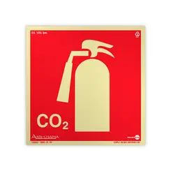 Placa Fotoluminescente Extintor CO2 c/ Pictograma - Encartale
