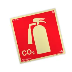 Placa Fotoluminescente Extintor CO2 c/ Pictograma - Encartale
