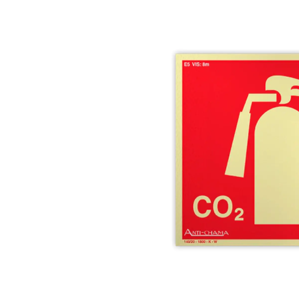 Placa Fotoluminescente Extintor CO2 c/ Pictograma - Encartale