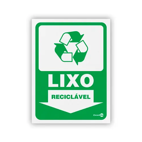 Placa Lixo Reciclável - Encarlate