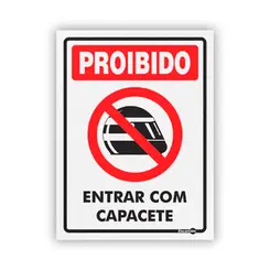 Placa Aviso Proibido Entrar c/ Capacete - Encartale