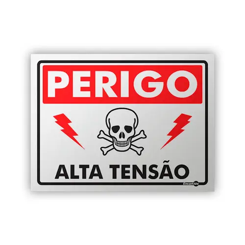 Placa Perigo Alta Tensão c/ Pictograma - Encartale