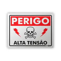 Placa Perigo Alta Tensão c/ Pictograma - Encartale