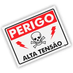 Placa Perigo Alta Tensão c/ Pictograma - Encartale
