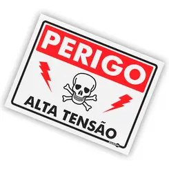 Placa Perigo Alta Tensão c/ Pictograma - Encartale
