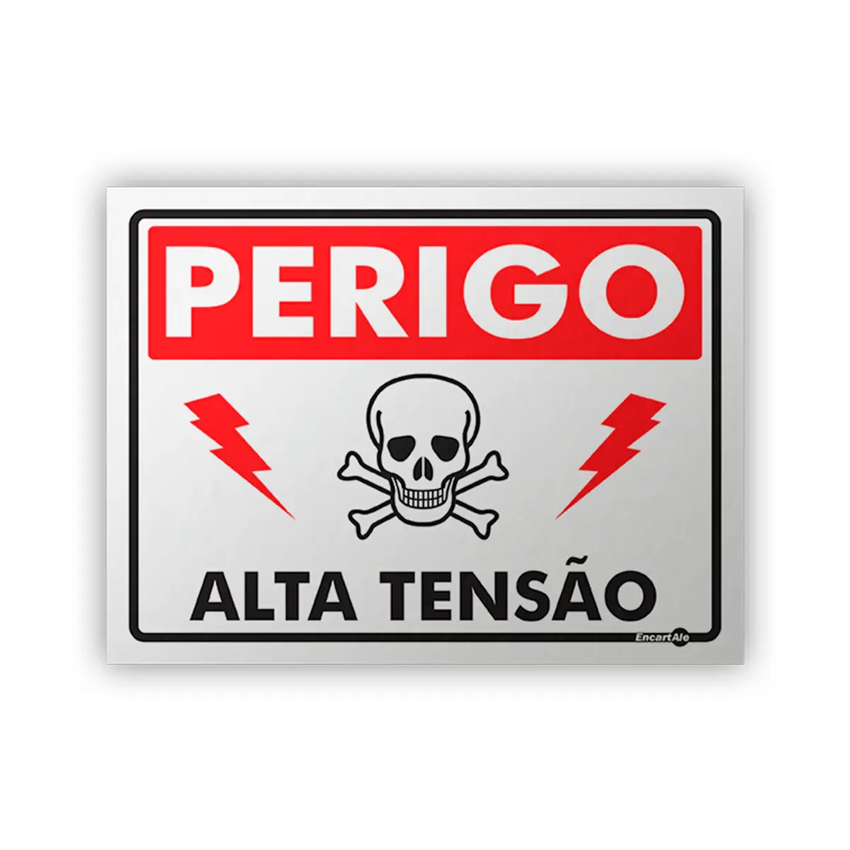 Placa Perigo Alta Tensão c/ Pictograma - Encartale