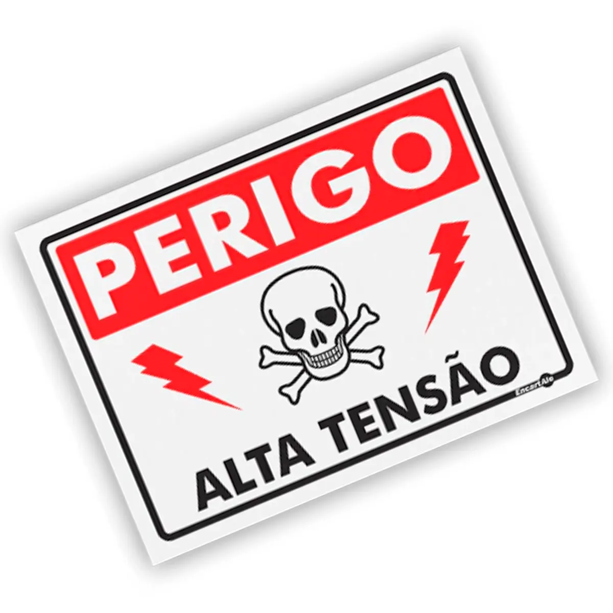 Placa Perigo Alta Tensão c/ Pictograma - Encartale