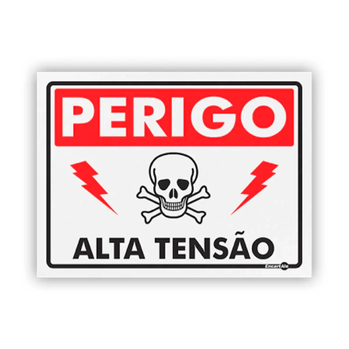 Placa Perigo Alta Tensão c/ Pictograma - Encartale