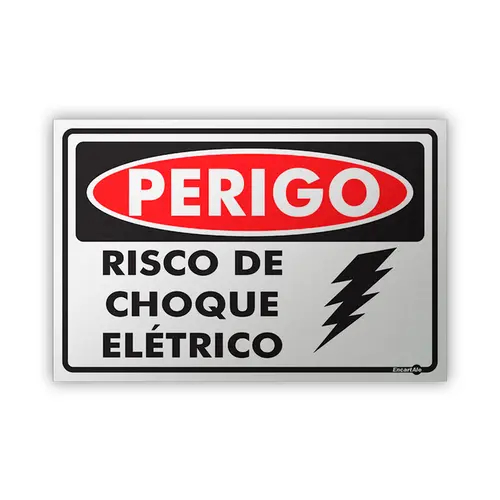 Placa Perigo Risco de Choque Elétrico - Encartale